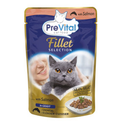 PreVital Fillet Selection hrană pentru pisici cu somon, plic, 85 g