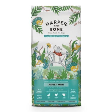 Hrană naturală pentru câini Harper and Bone Dog Adult Mini cu arome de fermă 2 kg