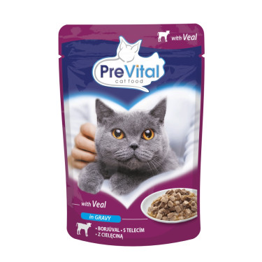 Plic PreVital pentru pisici 100 g - vițel în sos 