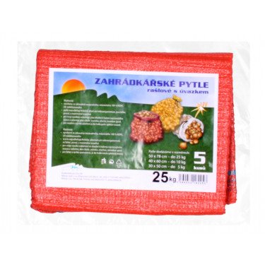 Geantă Raschel cu sistem de prindere, capacitate 25 kg, roșie, 50x72 cm, 5 buc.