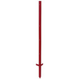 Stâlp metalic pentru gard electric 150 cm x 3 mm, 5 orificii - treaptă dublă, roșu