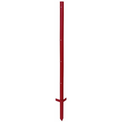 Stâlp metalic pentru gard electric 115 cm x 2 mm, 5 găuri - treaptă dublă, roșu