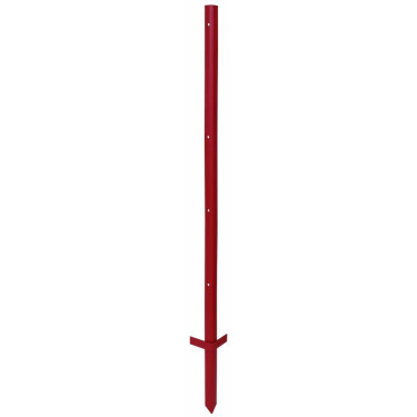 Stâlp metalic pentru gard electric 115 cm x 2 mm, 5 găuri - treaptă dublă, roșu