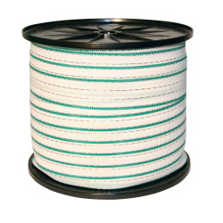 Bandă pentru garduri electrice, lățime 20 mm, 200 m, verde-alb
