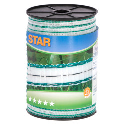 Bandă pentru gard electric Star 200 m, 12 mm, alb-verde