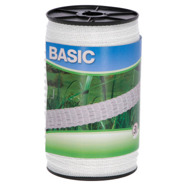 Bandă gard electric BASIC 10 mm, 200 m, 4 x 0,16 Niro, albă