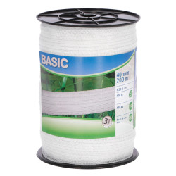 Bandă gard electric BASIC 40 mm, 200 m, albă