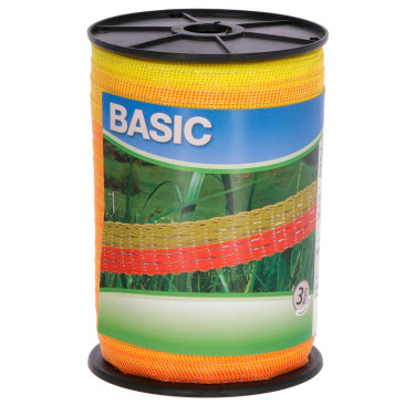 Bandă pentru gard electric BASIC 20 mm, 200 m, galben/portocaliu