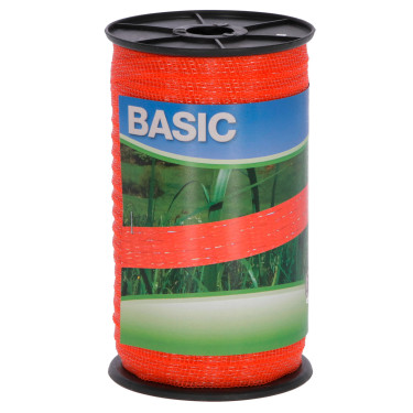 Bandă pentru gard electric BASIC 10 mm, 200 m, 4 x 0,16 Niro, portocalie