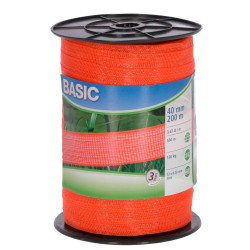 Bandă gard electric BASIC 40 mm, 200 m, 12 x 0,16 Niro, portocalie