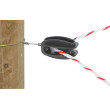 Izolator din plastic negru tip „ou” pentru întindere și colț