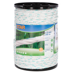 Frânghie pentru gard electric Star 200 m, alb-verde, Ø 6 mm