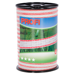 Bandă pentru gard electric AKO Profi 12 mm, 200 m, alb-roșu