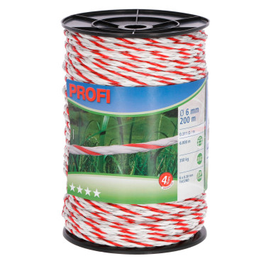 Sfoară pentru gard electric PROFI 200 m 6 mm alb/roșu