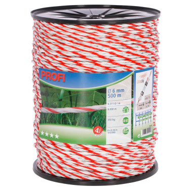 Sfoară pentru gard electric PROFI 500 m 6 mm alb/roșu