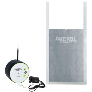 Ușă automată pentru coteț Kerbl Duo Smart, cu ușă glisantă S, 220 x 330 mm