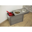 Kerbl rezervor de hrană din plastic ecologic, cu două boluri incluse, 54 x 30 x 39,5 cm 