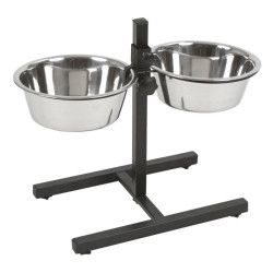 Suport + 2 boluri din inox, 2x2800 ml, negru