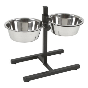 Suport + 2 boluri din inox, 2x2800 ml, negru