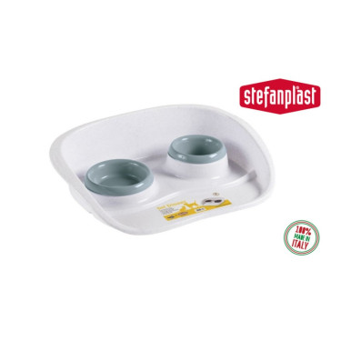 Bol din plastic pentru câini și pisici, dublu, 1× 300 ml și 1× 250 ml
