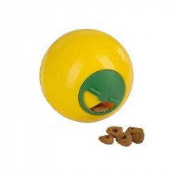Jucărie interactivă pentru pisici - minge de tratament 7,5 cm, galbenă  