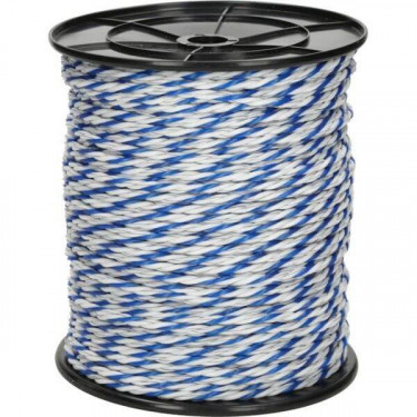 Cablu pentru gard electric, diametru 6 mm, alb-albastru