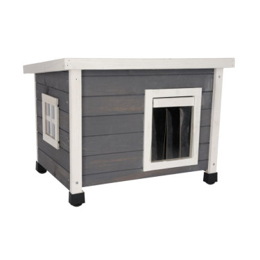 Căsuță pentru pisici, model RUSTICA, 57 x 45 x 43 cm, gri/alb