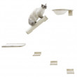 Postament de scărpinat pentru pisici Rocky, set etajere de montat pe perete, natural / alb, 6 buc