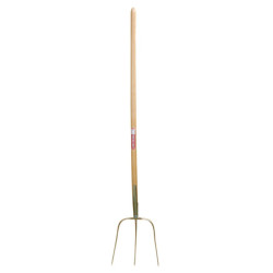 Furcă forjată Erntekönig, 3 dinți, 30 cm, cu coadă 135 cm, aurie
