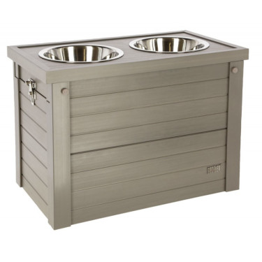 Kerbl rezervor de hrană din plastic ecologic, cu două boluri incluse, 54 x 30 x 39,5 cm 