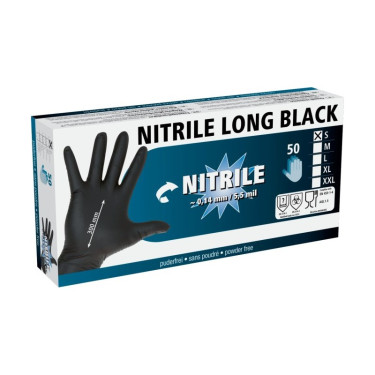 Mănuși de nitril negre, lungime 30 cm