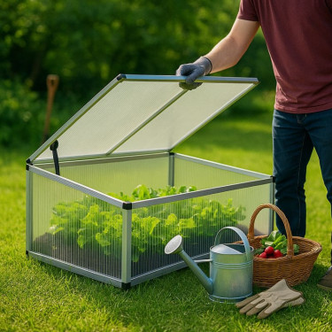 Seră Wiltec Double Cold Frame din aluminiu, 100 x 120 x 40 cm