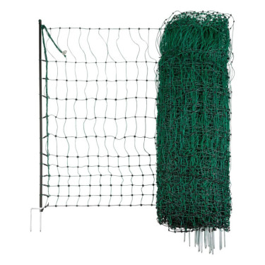 Plasă neconductivă pentru păsări de curte 106 cm, 50 m, 2 vârfuri, verde