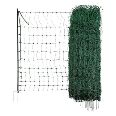 Plasă conductoare pentru păsări de curte 106 cm, 50 m, 2 țăruși, verde + poartă 105 cm